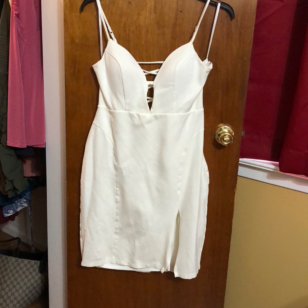 White midi dress